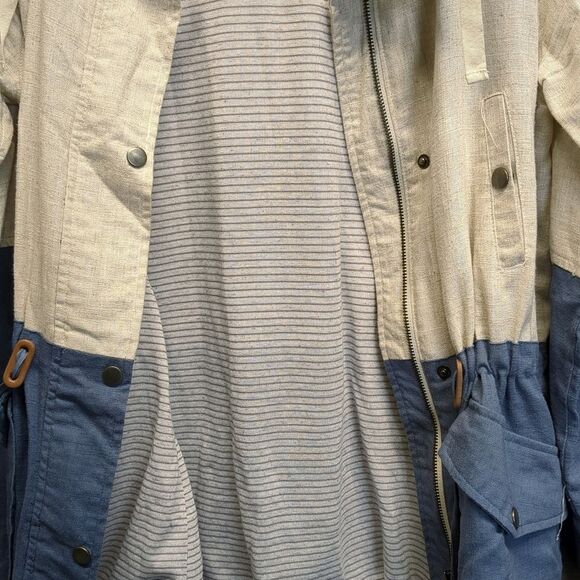 Blu Pepper Two-Tone Cream and Blue Linen Jacket Womens Size Medium - Picture 9 of 10